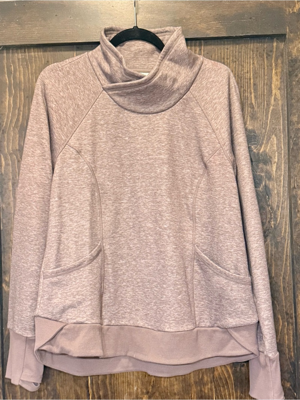 90 Degree By Reflex Heathered Mauve Cowl Neck Pullover